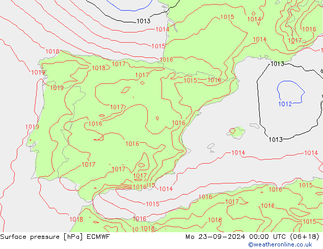 pressão do solo ECMWF Seg 23.09.2024 00 UTC