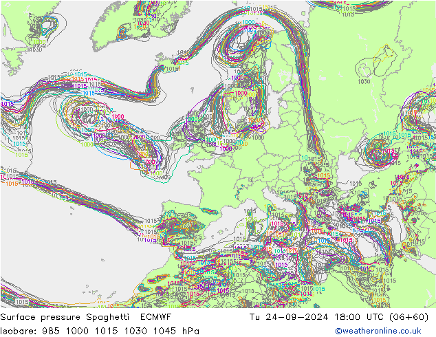 Bodendruck Spaghetti ECMWF Di 24.09.2024 18 UTC