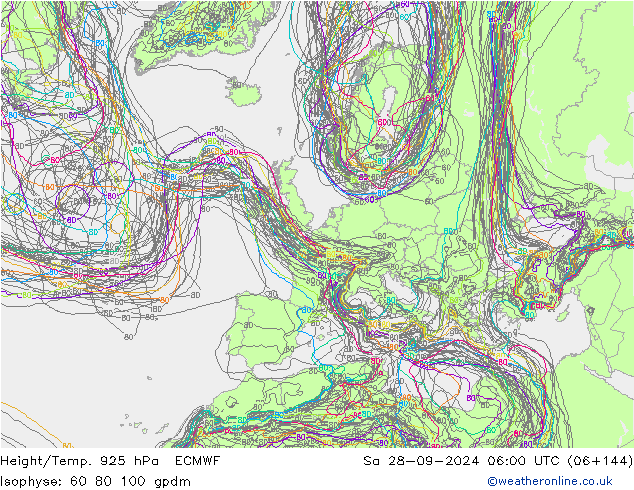 Height/Temp. 925 hPa ECMWF Sa 28.09.2024 06 UTC