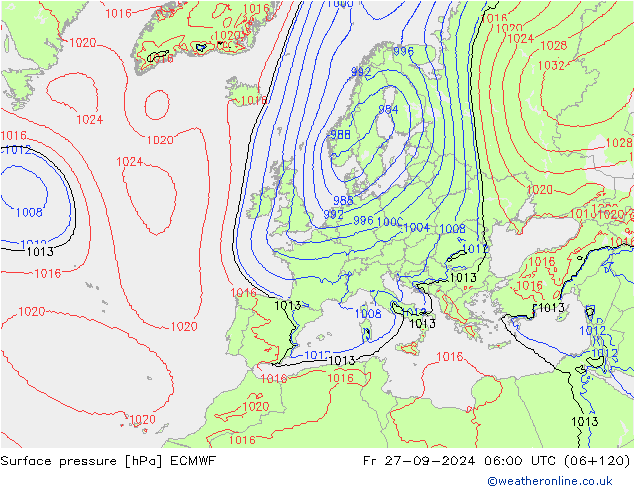 pression de l'air ECMWF ven 27.09.2024 06 UTC