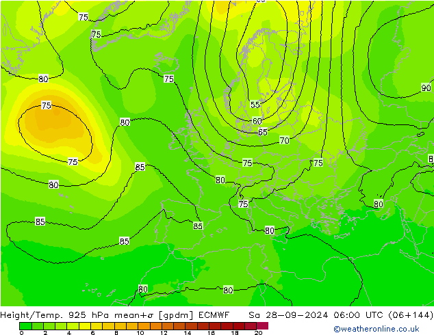 Height/Temp. 925 hPa ECMWF so. 28.09.2024 06 UTC