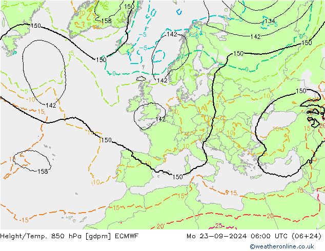 Height/Temp. 850 hPa ECMWF Po 23.09.2024 06 UTC