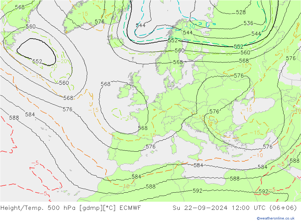 Height/Temp. 500 hPa ECMWF 星期日 22.09.2024 12 UTC