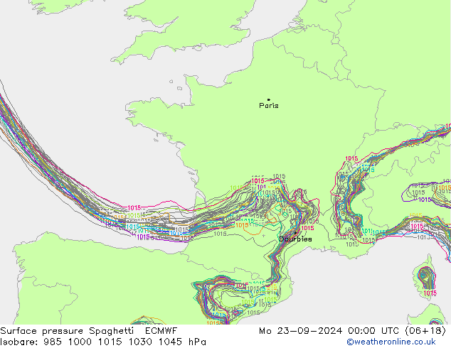 Yer basıncı Spaghetti ECMWF Pzt 23.09.2024 00 UTC