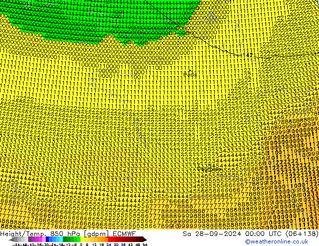 Height/Temp. 850 hPa ECMWF So 28.09.2024 00 UTC