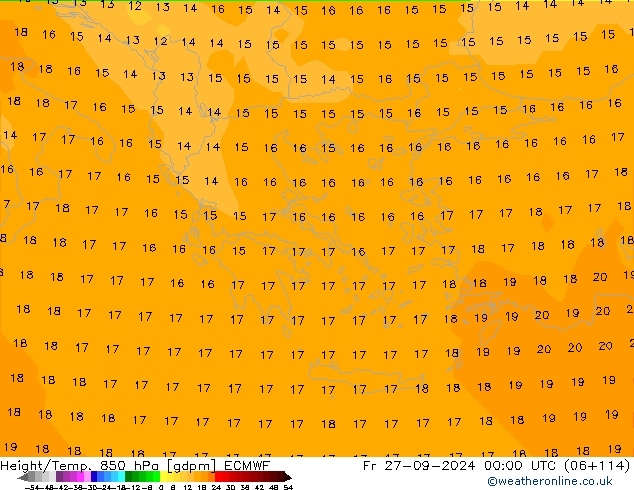 Height/Temp. 850 hPa ECMWF ven 27.09.2024 00 UTC