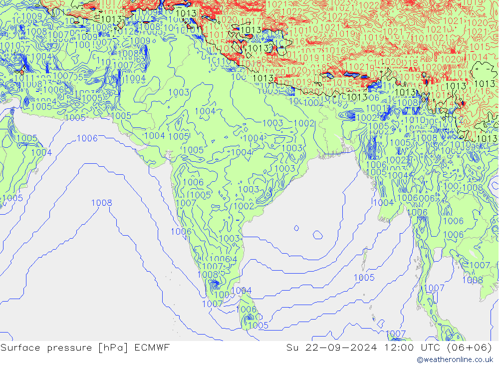 pressão do solo ECMWF Dom 22.09.2024 12 UTC