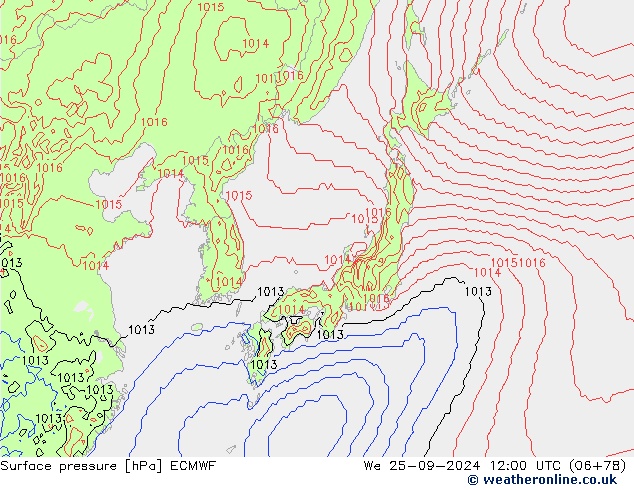 Luchtdruk (Grond) ECMWF wo 25.09.2024 12 UTC