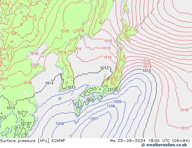 pressão do solo ECMWF Qua 25.09.2024 18 UTC