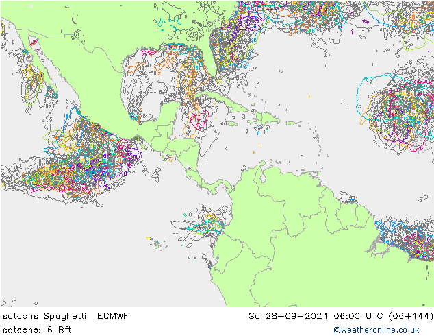 Isotachs Spaghetti ECMWF Sa 28.09.2024 06 UTC