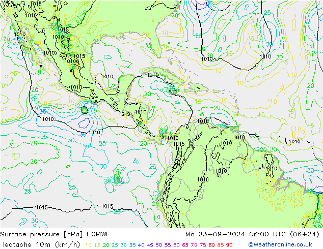 Eşrüzgar Hızları (km/sa) ECMWF Pzt 23.09.2024 06 UTC