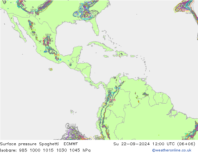 Atmosférický tlak Spaghetti ECMWF Ne 22.09.2024 12 UTC