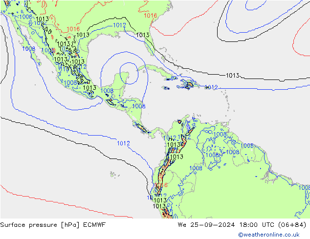 pressão do solo ECMWF Qua 25.09.2024 18 UTC