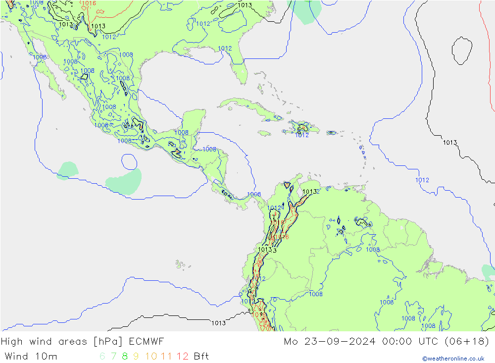 High wind areas ECMWF  23.09.2024 00 UTC