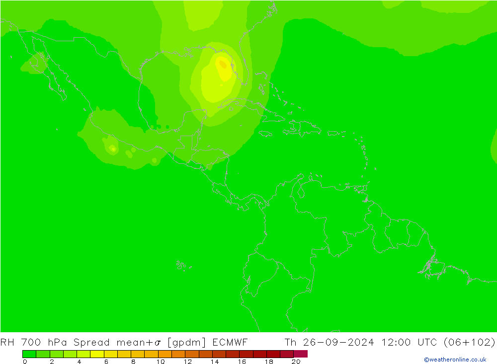 RH 700 hPa Spread ECMWF Th 26.09.2024 12 UTC