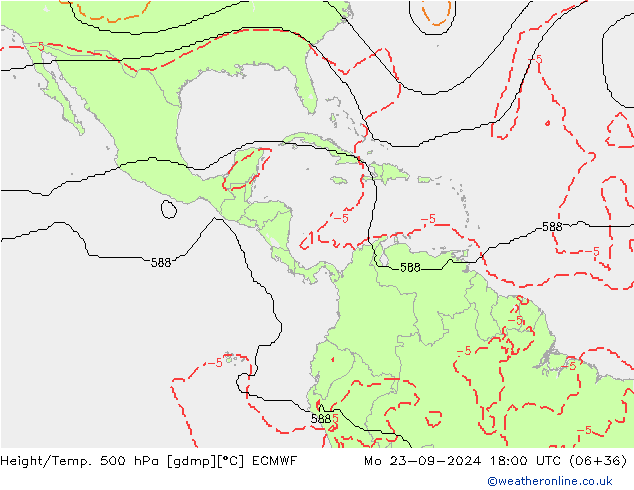 Height/Temp. 500 гПа ECMWF пн 23.09.2024 18 UTC