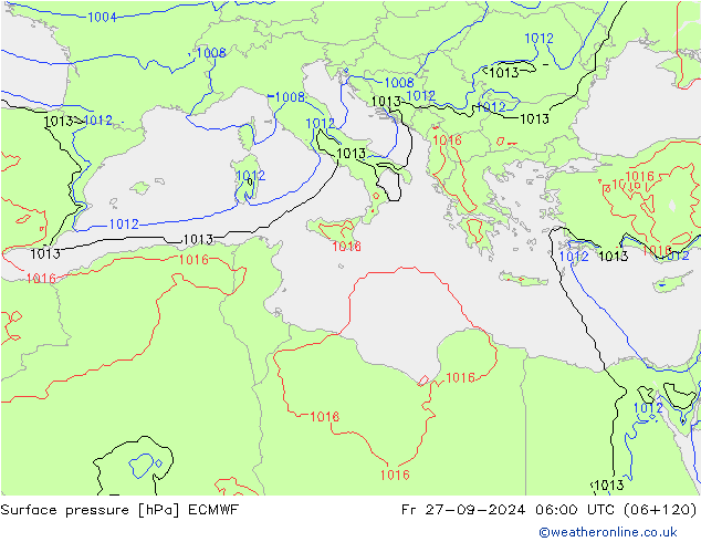 ciśnienie ECMWF pt. 27.09.2024 06 UTC