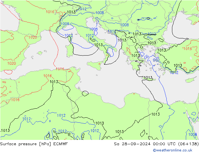 Luchtdruk (Grond) ECMWF za 28.09.2024 00 UTC