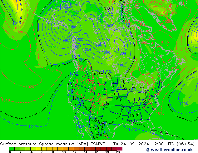 Bodendruck Spread ECMWF Di 24.09.2024 12 UTC