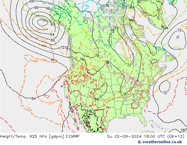 Hoogte/Temp. 925 hPa ECMWF zo 22.09.2024 18 UTC