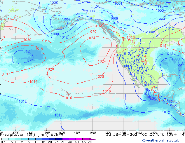 осадки (6h) ECMWF сб 28.09.2024 06 UTC