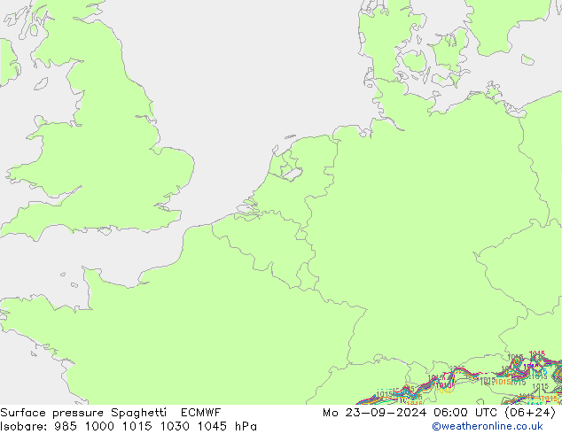 Bodendruck Spaghetti ECMWF Mo 23.09.2024 06 UTC