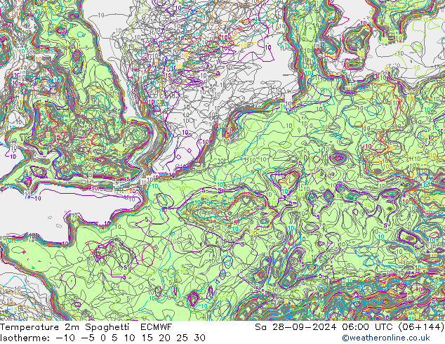 Temperaturkarte Spaghetti ECMWF Sa 28.09.2024 06 UTC