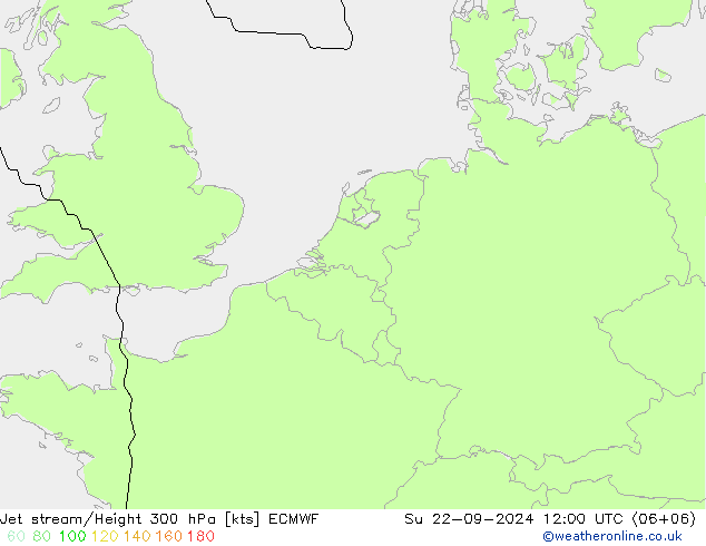 高速氣流 ECMWF 星期日 22.09.2024 12 UTC