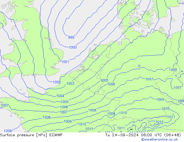 地面气压 ECMWF 星期二 24.09.2024 06 UTC