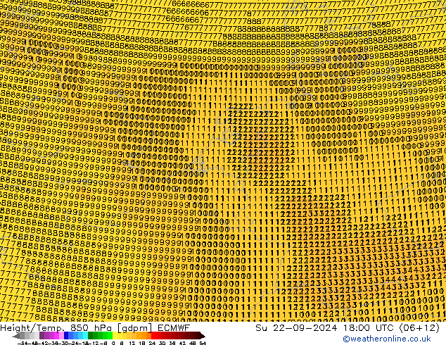 Height/Temp. 850 hPa ECMWF  22.09.2024 18 UTC