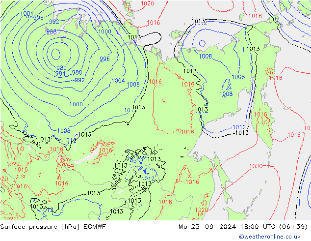 Luchtdruk (Grond) ECMWF ma 23.09.2024 18 UTC