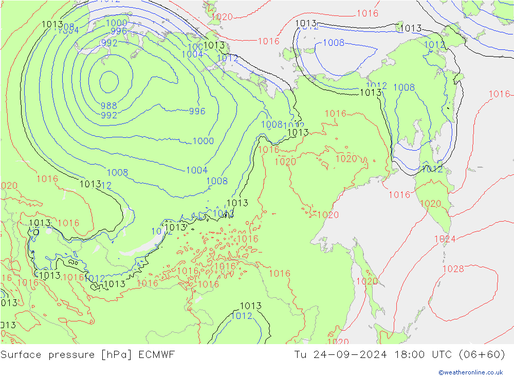 Surface pressure ECMWF Tu 24.09.2024 18 UTC