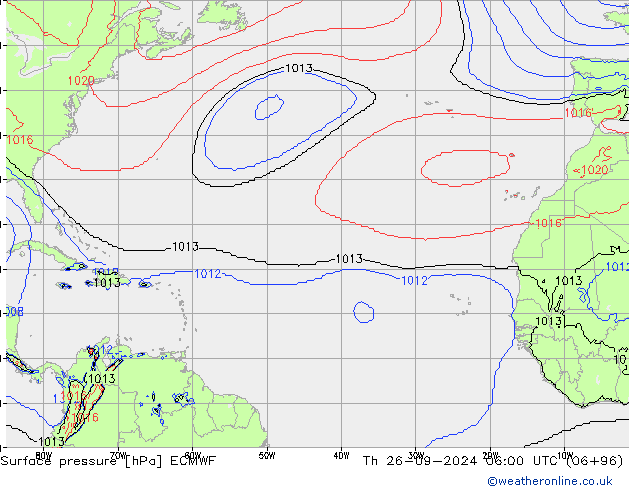 Surface pressure ECMWF Th 26.09.2024 06 UTC