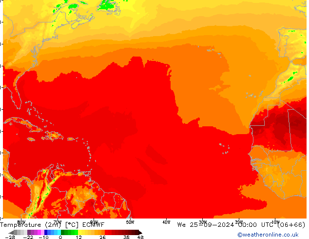 карта температуры ECMWF ср 25.09.2024 00 UTC