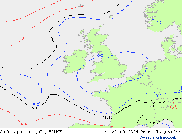 Surface pressure ECMWF Mo 23.09.2024 06 UTC