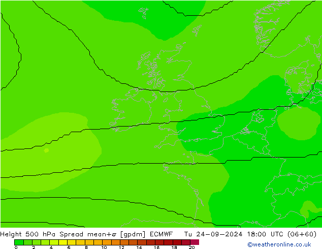 Height 500 hPa Spread ECMWF mar 24.09.2024 18 UTC