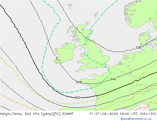 Height/Temp. 500 hPa ECMWF Fr 27.09.2024 06 UTC