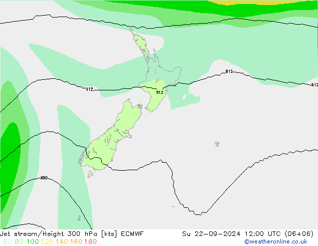 Jet stream/Height 300 hPa ECMWF Su 22.09.2024 12 UTC