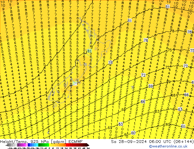 Height/Temp. 925 hPa ECMWF Sa 28.09.2024 06 UTC