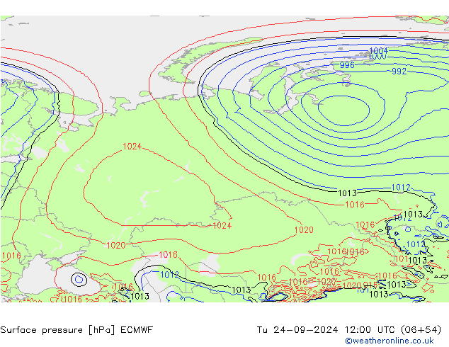 ciśnienie ECMWF wto. 24.09.2024 12 UTC