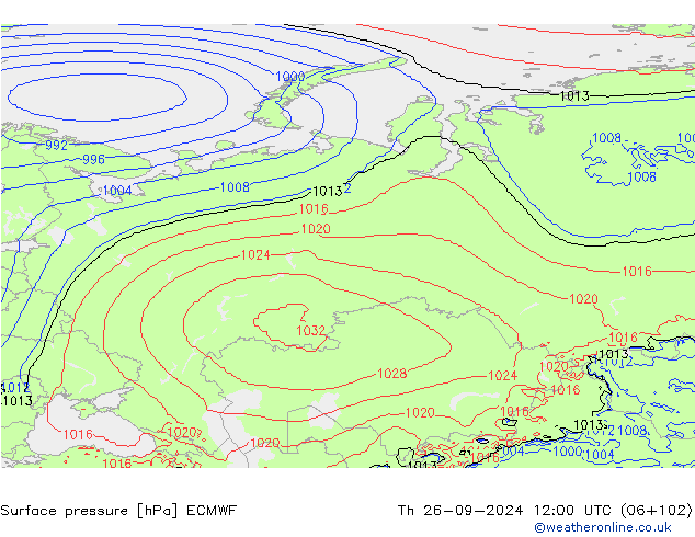 Yer basıncı ECMWF Per 26.09.2024 12 UTC