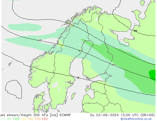 Jet stream ECMWF Dom 22.09.2024 12 UTC