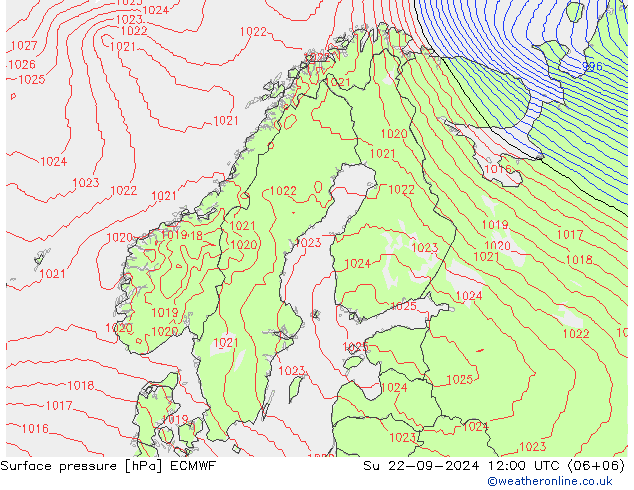 Yer basıncı ECMWF Paz 22.09.2024 12 UTC