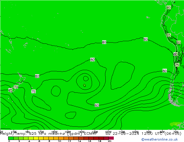 Height/Temp. 925 hPa ECMWF Su 22.09.2024 12 UTC