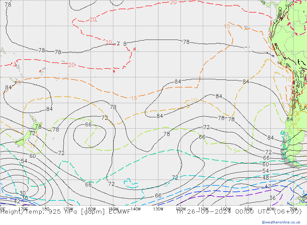 Yükseklik/Sıc. 925 hPa ECMWF Per 26.09.2024 00 UTC