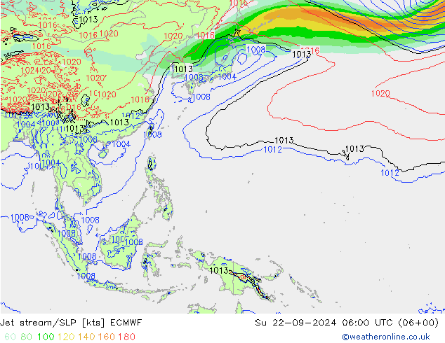 Jet stream/SLP ECMWF Su 22.09.2024 06 UTC