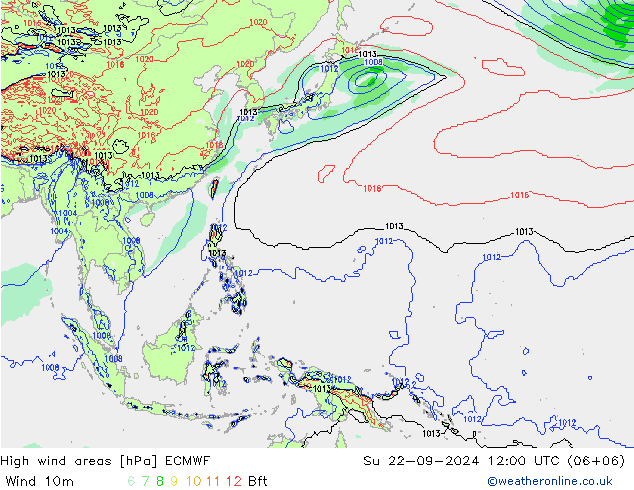 High wind areas ECMWF Ne 22.09.2024 12 UTC