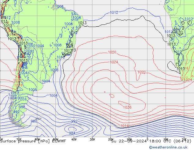 pressão do solo ECMWF Dom 22.09.2024 18 UTC