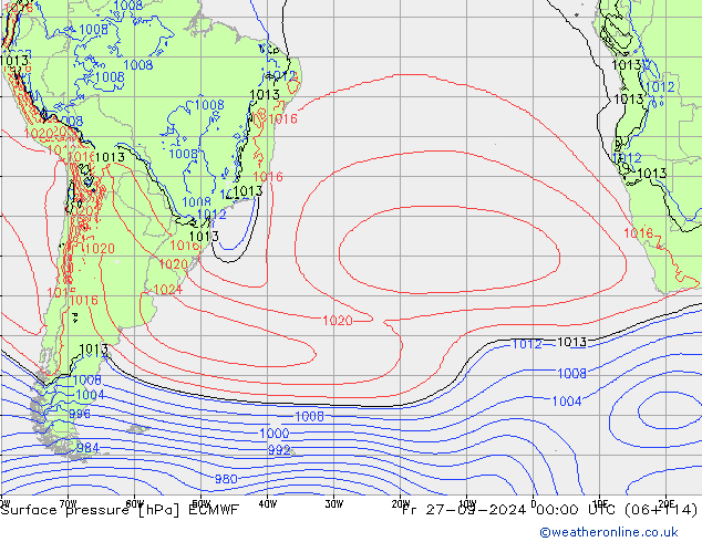 Surface pressure ECMWF Fr 27.09.2024 00 UTC