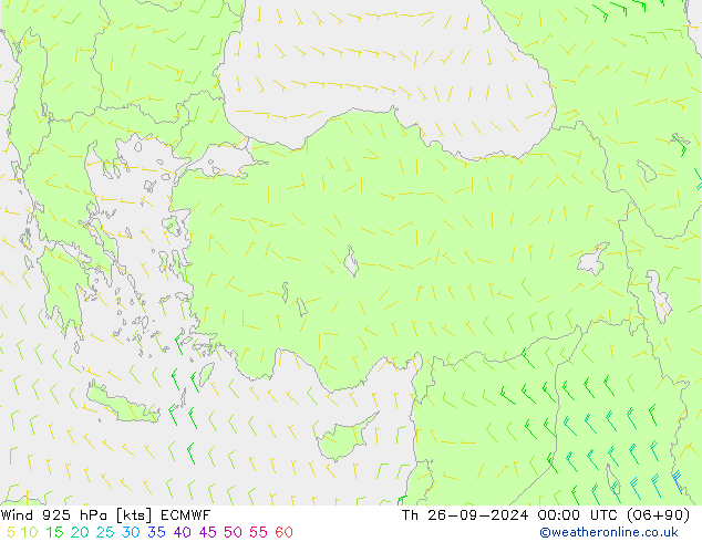 Wind 925 hPa ECMWF Th 26.09.2024 00 UTC